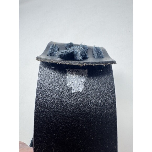 Lane Bryant Black Leather Belt Western Long Fringe Tie Metal Rings Country 22/28 - Picture 7 of 7